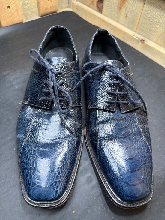 Giorgio Brutini Private Collection Mens 8.5 M Blue Exotic Print Leather Shoes main image 5